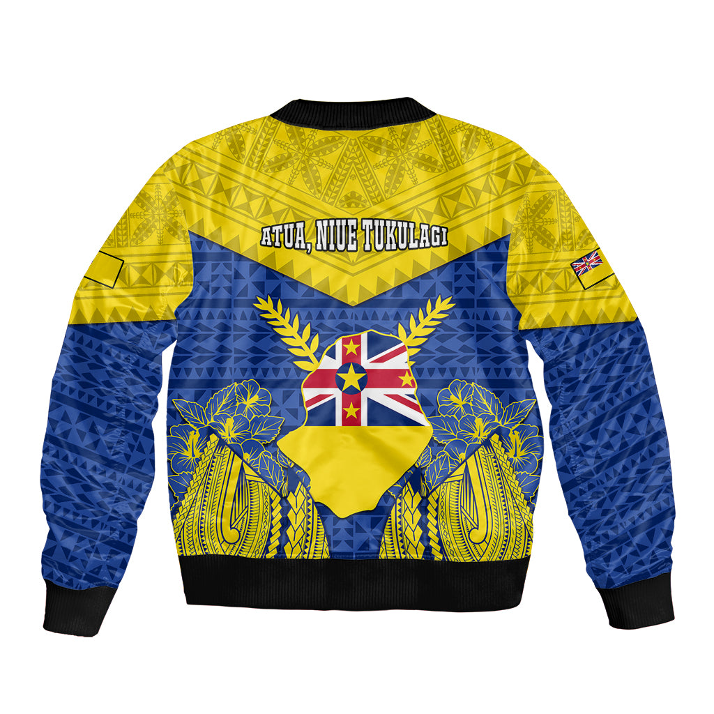 Niue Constitution Day Bomber Jacket Coat Of Arms Niuean Hiapo Pattern LT05 - Polynesian Pride