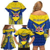 niue-constitution-day-family-matching-off-shoulder-short-dress-and-hawaiian-shirt-coat-of-arms-niuean-hiapo-pattern
