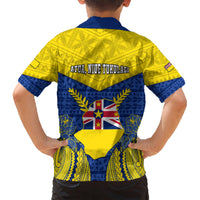 Niue Constitution Day Kid Hawaiian Shirt Coat Of Arms Niuean Hiapo Pattern LT05 - Polynesian Pride