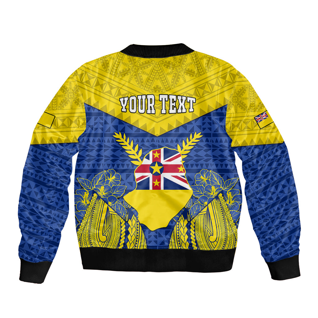 Personalized Niue Constitution Day Bomber Jacket Coat Of Arms Niuean Hiapo Pattern LT05 - Polynesian Pride