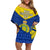 Personalized Niue Constitution Day Family Matching Off Shoulder Short Dress and Hawaiian Shirt Coat Of Arms Niuean Hiapo Pattern LT05 Mom's Dress Yellow - Polynesian Pride