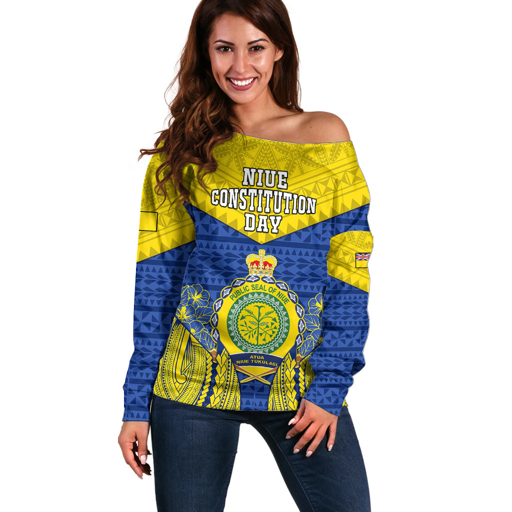 personalized-niue-constitution-day-off-shoulder-sweater-coat-of-arms-niuean-hiapo-pattern
