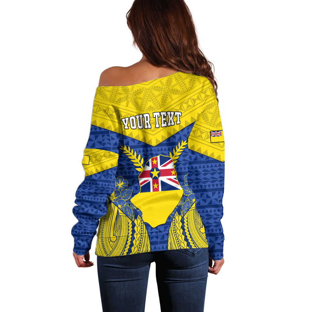personalized-niue-constitution-day-off-shoulder-sweater-coat-of-arms-niuean-hiapo-pattern