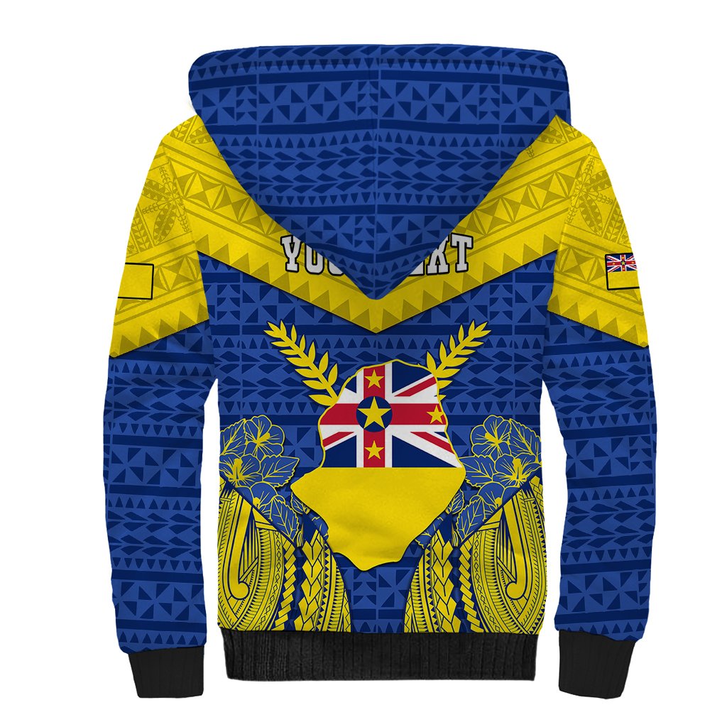 Personalized Niue Constitution Day Sherpa Hoodie Coat Of Arms Niuean Hiapo Pattern LT05 - Polynesian Pride