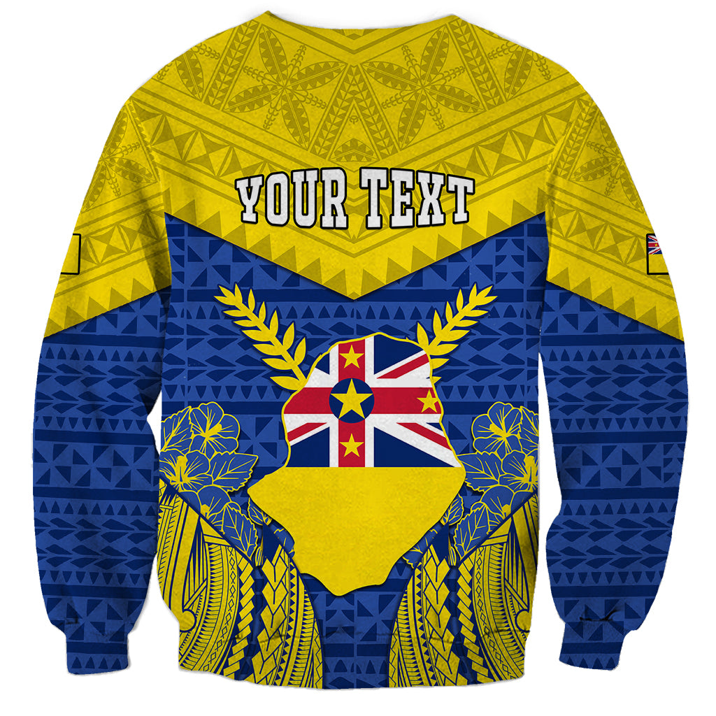 Personalized Niue Constitution Day Sweatshirt Coat Of Arms Niuean Hiapo Pattern LT05 - Polynesian Pride