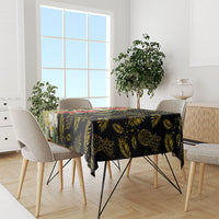 Hawaii Discoverers Day Tablecloth Tropical Hibiscus Glitter Black LT05 - Polynesian Pride