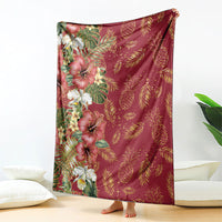 Hawaii Discoverers Day Blanket Tropical Hibiscus Glitter Crimson LT05 - Polynesian Pride