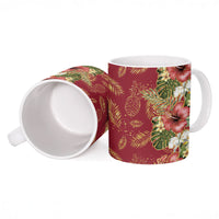 Hawaii Discoverers Day Ceramic Mug Tropical Hibiscus Glitter Crimson LT05 - Polynesian Pride