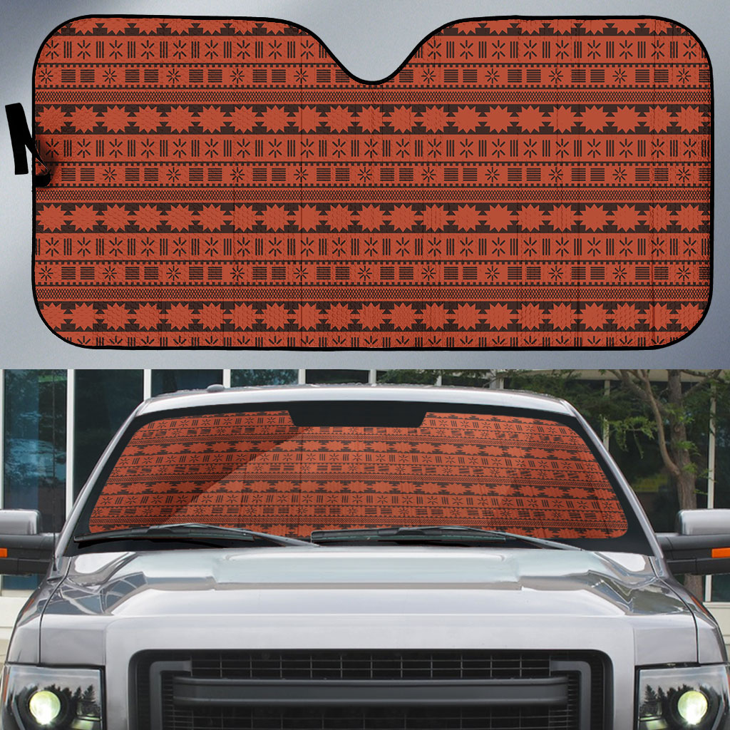 Polynesian Princess Inspired Tapa Pattern Auto Sun Shade
