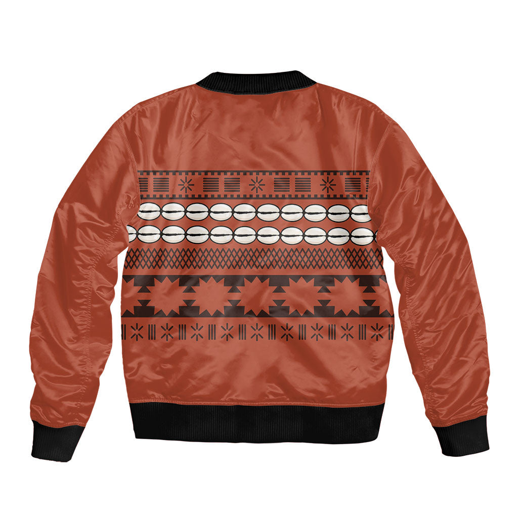 Polynesian Princess Inspired Tapa Pattern Sleeve Zip Bomber Jacket