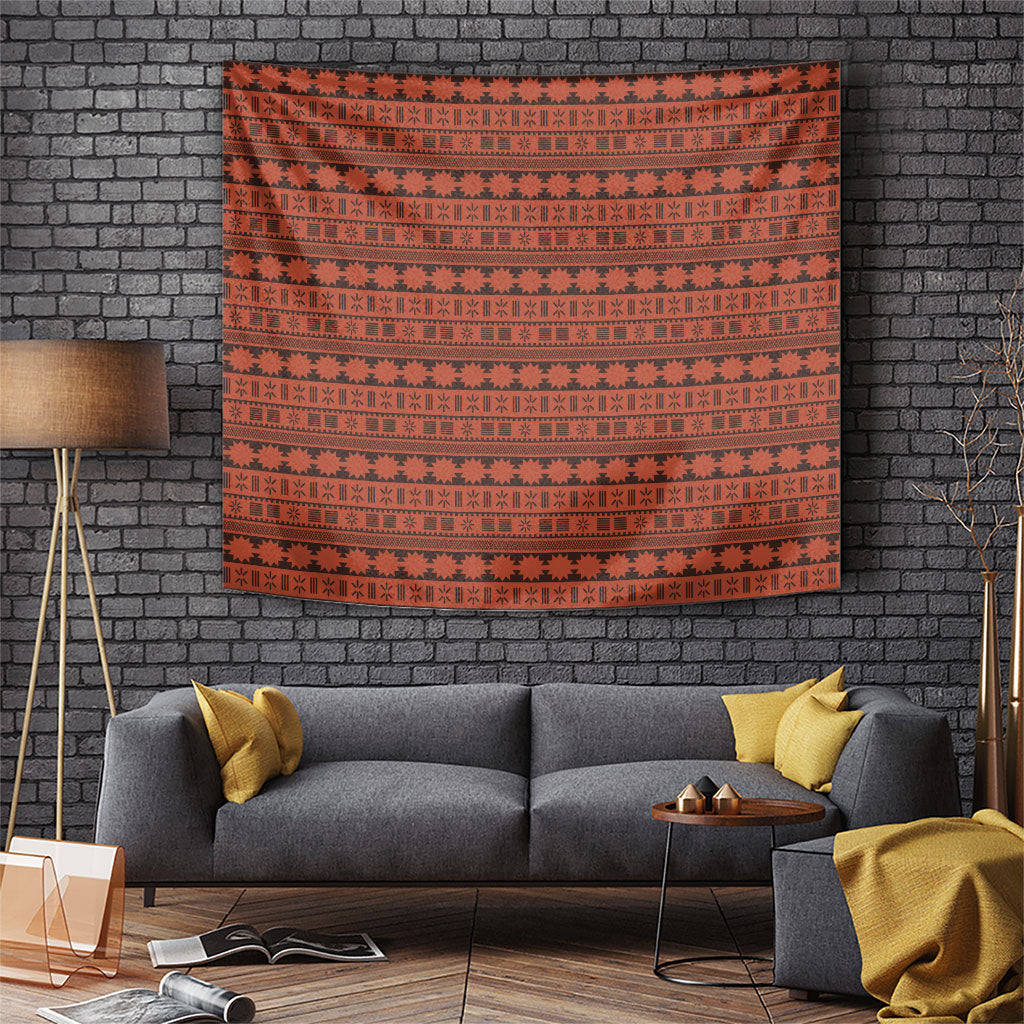 Polynesian Princess Inspired Tapa Pattern Tapestry