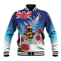 New Zealand Kiwi Christmas Baseball Jacket Xmas Vibe LT05 Unisex Blue - Polynesian Pride