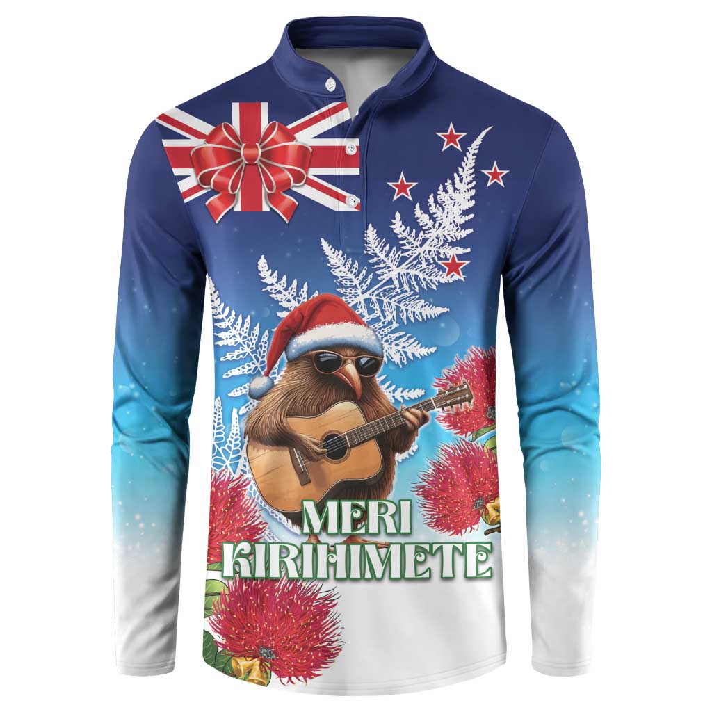 New Zealand Kiwi Christmas Button Sweatshirt Xmas Vibe LT05 Blue - Polynesian Pride