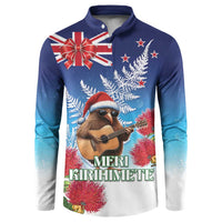 New Zealand Kiwi Christmas Button Sweatshirt Xmas Vibe LT05 Blue - Polynesian Pride