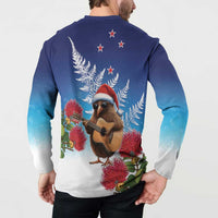 New Zealand Kiwi Christmas Button Sweatshirt Xmas Vibe LT05 - Polynesian Pride