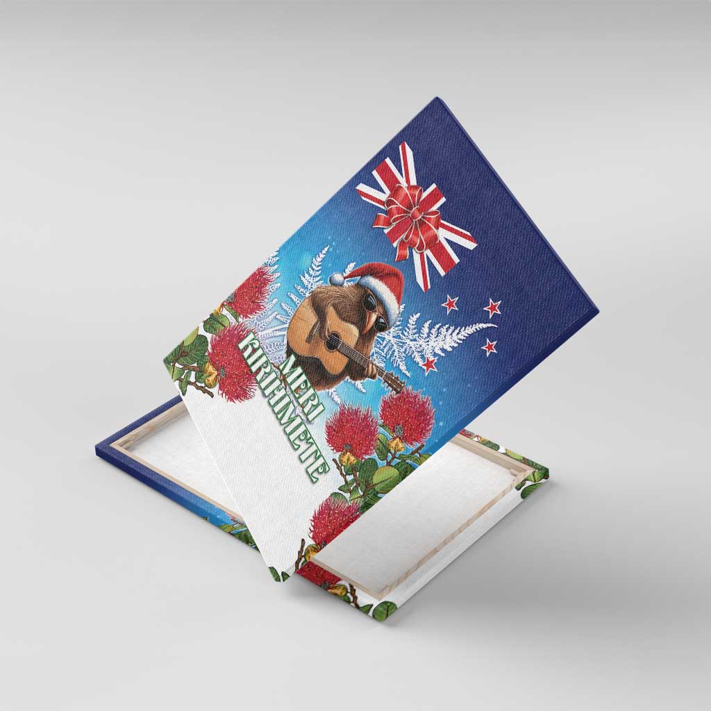 New Zealand Kiwi Christmas Canvas Wall Art Xmas Vibe LT05 With Frame Blue - Polynesian Pride