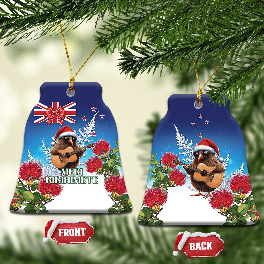 New Zealand Kiwi Christmas Ceramic Ornament Xmas Vibe LT05 Bell Flake Blue - Polynesian Pride