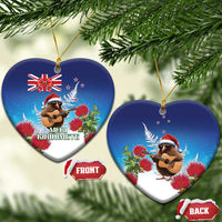 New Zealand Kiwi Christmas Ceramic Ornament Xmas Vibe LT05 Heart Blue - Polynesian Pride