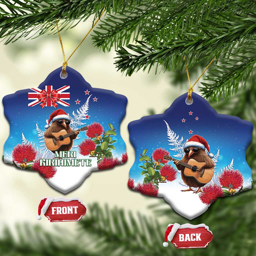 New Zealand Kiwi Christmas Ceramic Ornament Xmas Vibe LT05 Snow Flake Blue - Polynesian Pride