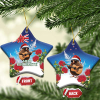 New Zealand Kiwi Christmas Ceramic Ornament Xmas Vibe LT05 Star Blue - Polynesian Pride