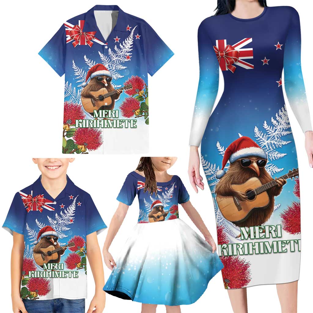 New Zealand Kiwi Christmas Family Matching Long Sleeve Bodycon Dress and Hawaiian Shirt Xmas Vibe