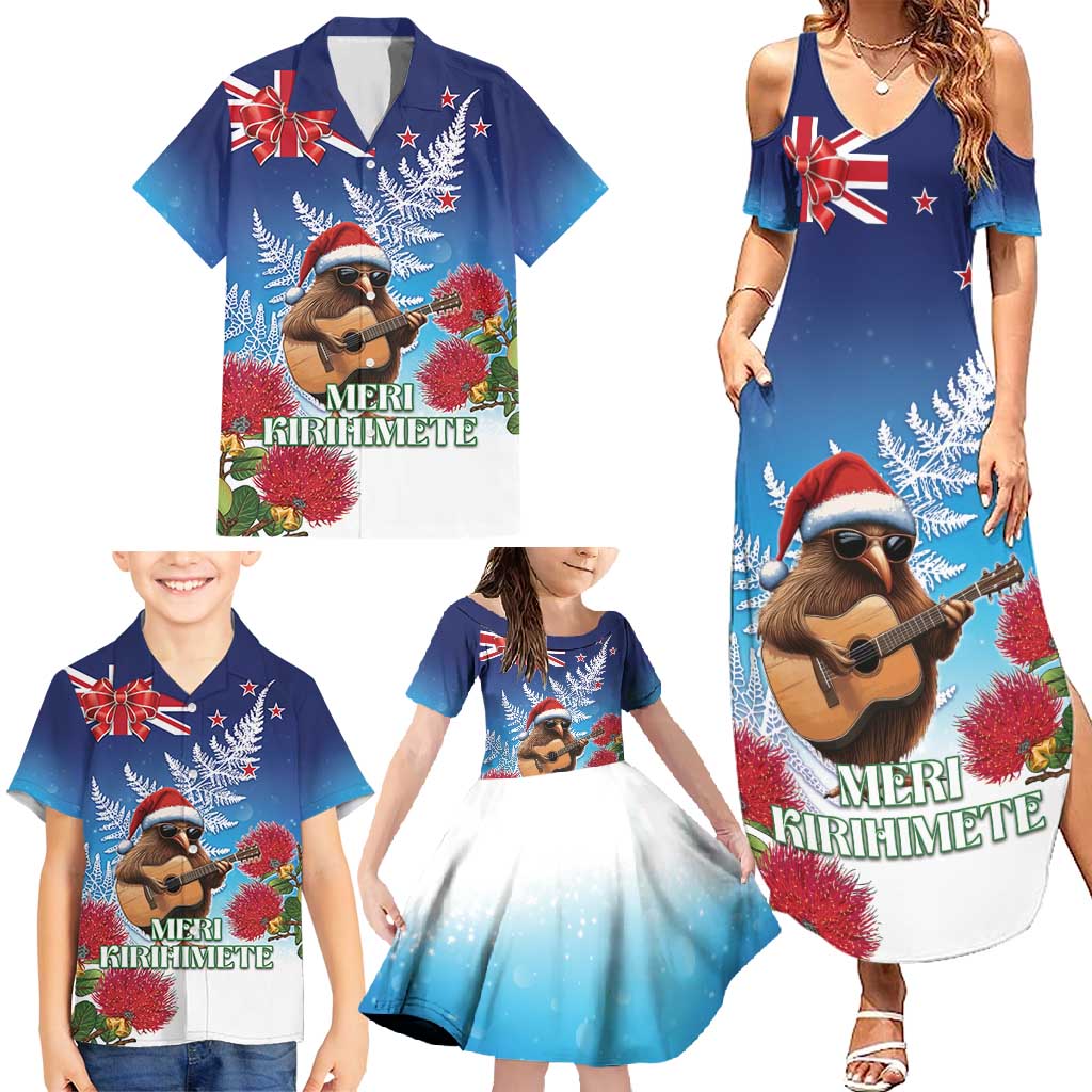 New Zealand Kiwi Christmas Family Matching Summer Maxi Dress and Hawaiian Shirt Xmas Vibe