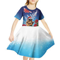 New Zealand Kiwi Christmas Kid Short Sleeve Dress Xmas Vibe