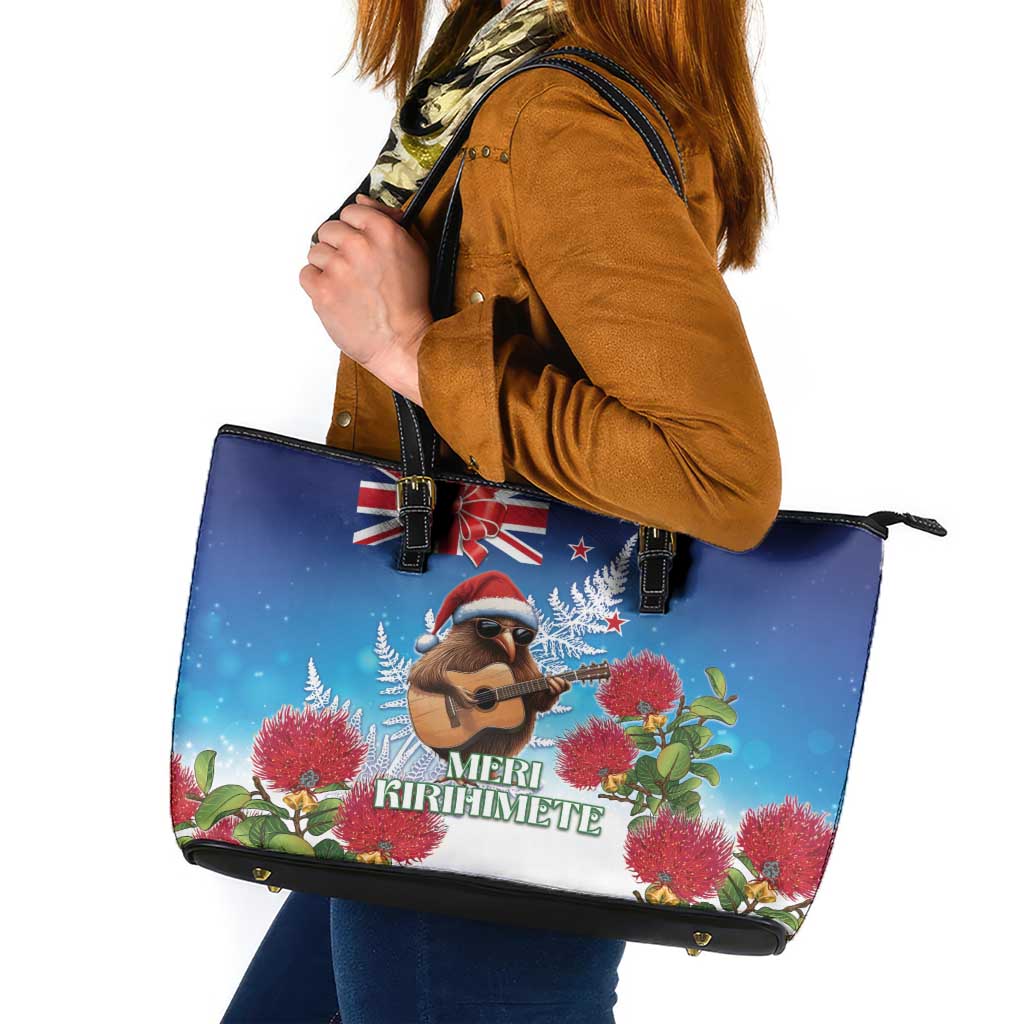 New Zealand Kiwi Christmas Leather Tote Bag Xmas Vibe