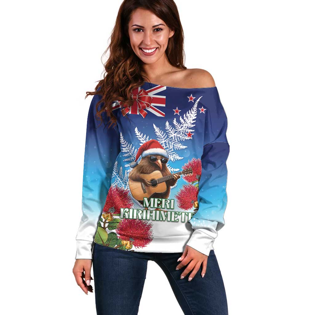 New Zealand Kiwi Christmas Off Shoulder Sweater Xmas Vibe