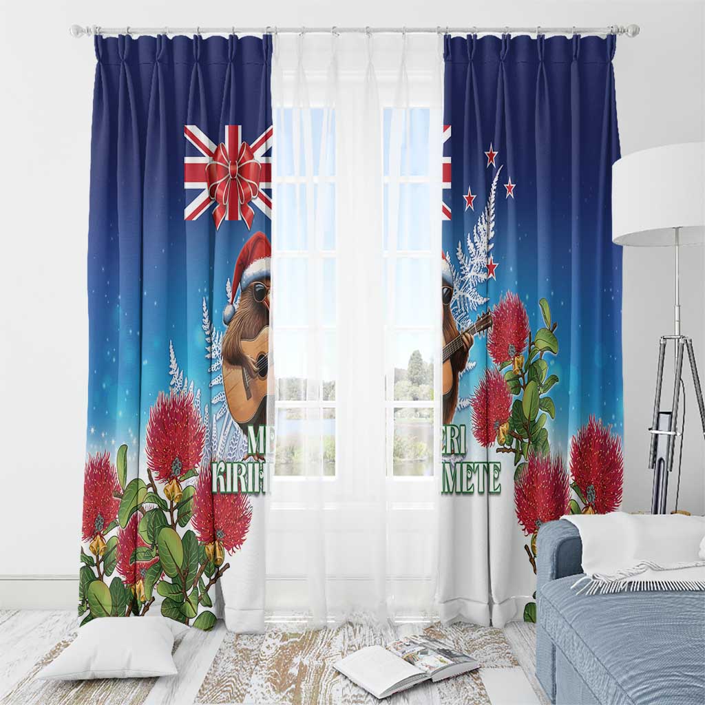 New Zealand Kiwi Christmas Window Curtain Xmas Vibe LT05 - Polynesian Pride