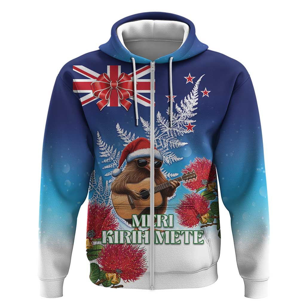 New Zealand Kiwi Christmas Zip Hoodie Xmas Vibe