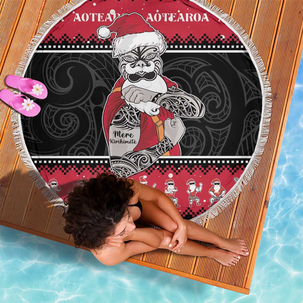 New Zealand Santa Tiki Christmas Beach Blanket Meri Kirihimete LT05 - Polynesian Pride
