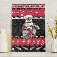 New Zealand Santa Tiki Christmas Canvas Wall Art Meri Kirihimete LT05 Without Frame Black - Polynesian Pride