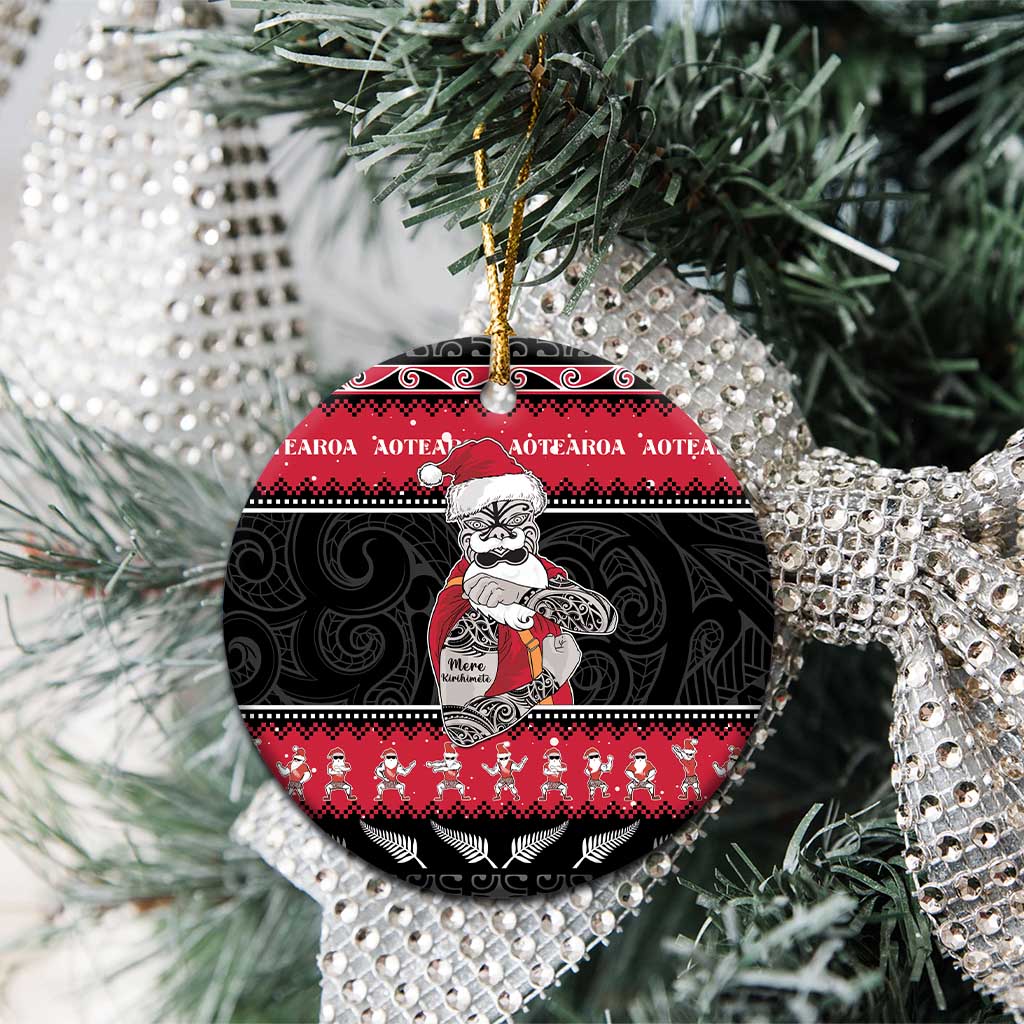 New Zealand Santa Tiki Christmas Ceramic Ornament Meri Kirihimete LT05 - Polynesian Pride