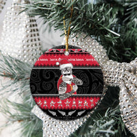 New Zealand Santa Tiki Christmas Ceramic Ornament Meri Kirihimete LT05 - Polynesian Pride