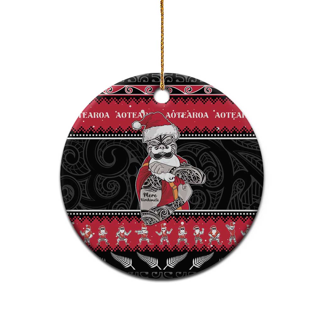 New Zealand Santa Tiki Christmas Ceramic Ornament Meri Kirihimete LT05 - Polynesian Pride