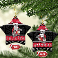 New Zealand Santa Tiki Christmas Ceramic Ornament Meri Kirihimete LT05 Star Black - Polynesian Pride