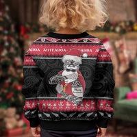 New Zealand Santa Tiki Christmas Kid Ugly Christmas Sweater Meri Kirihimete