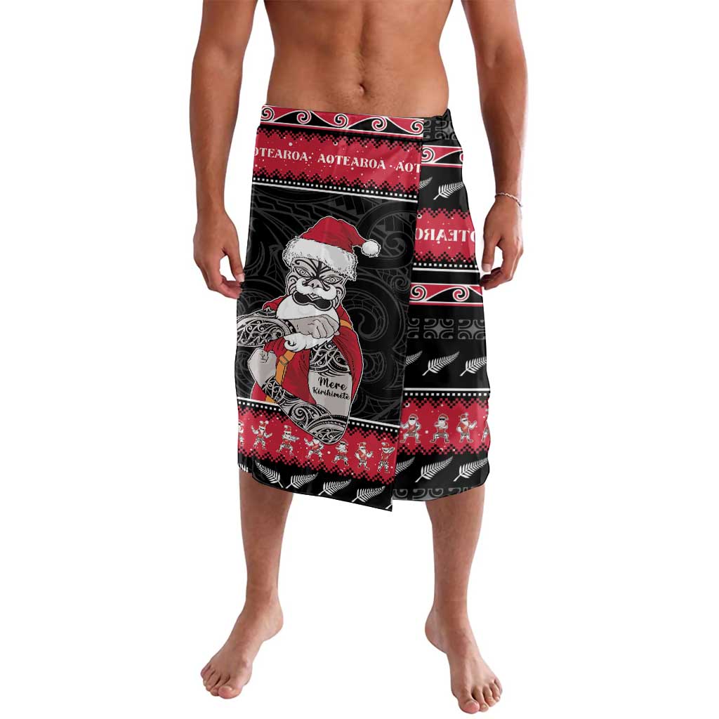 New Zealand Santa Tiki Christmas Lavalava Meri Kirihimete LT05 Black - Polynesian Pride
