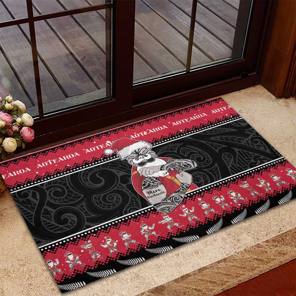 New Zealand Santa Tiki Christmas Rubber Doormat Meri Kirihimete LT05 - Polynesian Pride