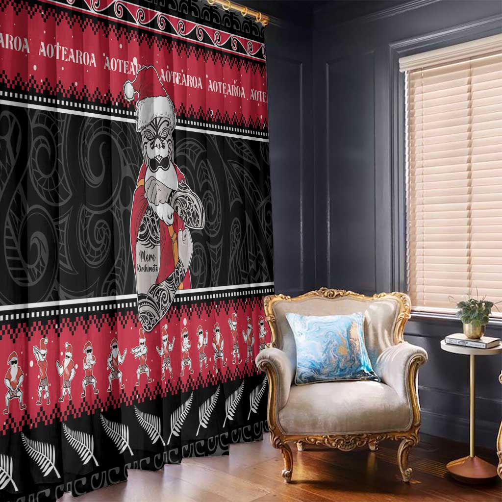 New Zealand Santa Tiki Christmas Window Curtain Meri Kirihimete LT05 - Polynesian Pride