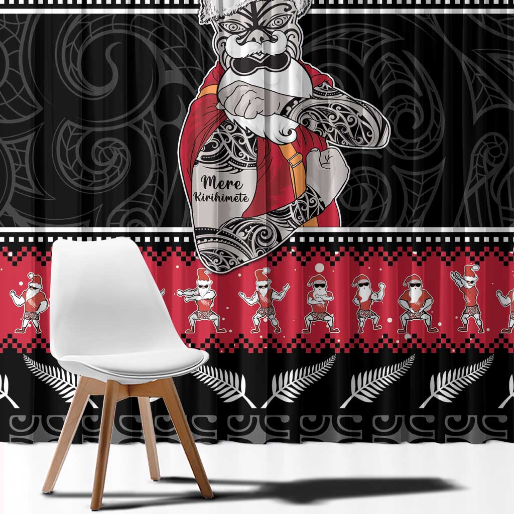 New Zealand Santa Tiki Christmas Window Curtain Meri Kirihimete LT05 - Polynesian Pride