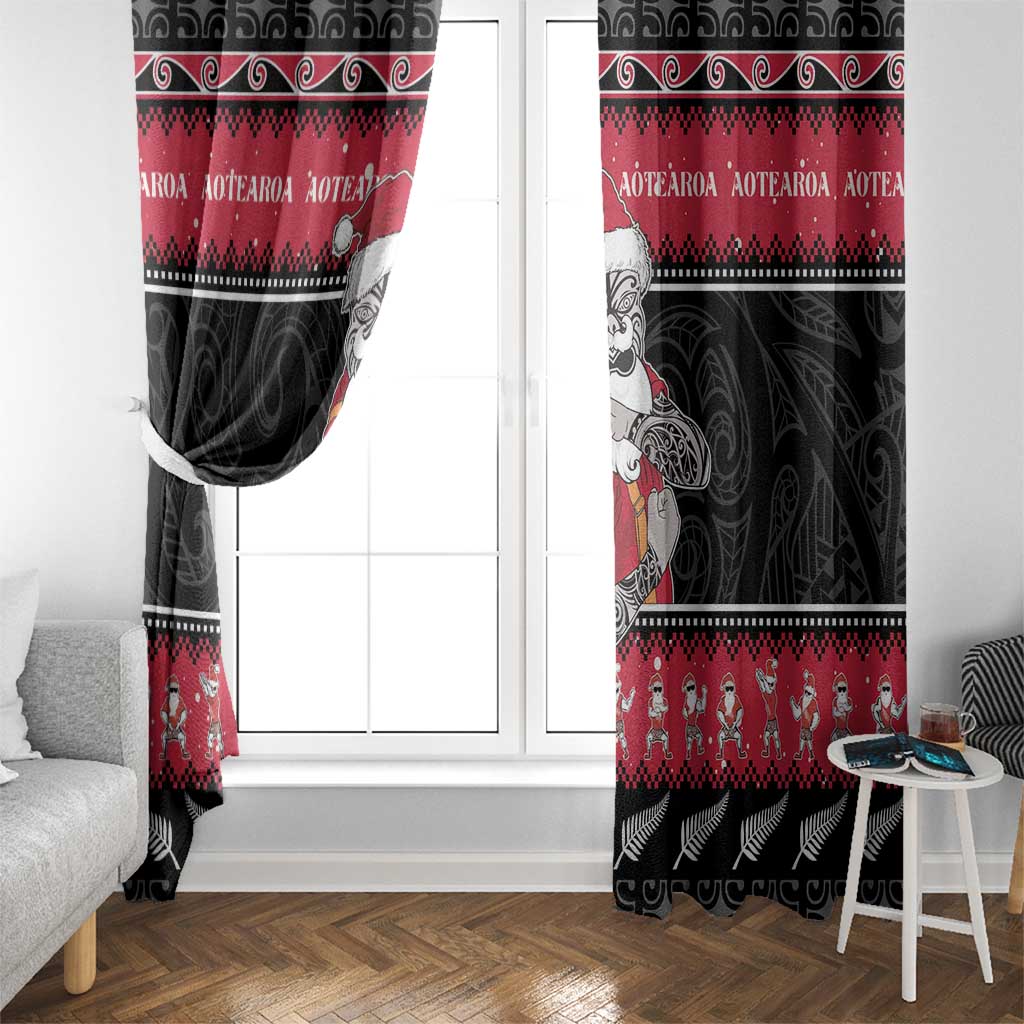 New Zealand Santa Tiki Christmas Window Curtain Meri Kirihimete LT05 - Polynesian Pride