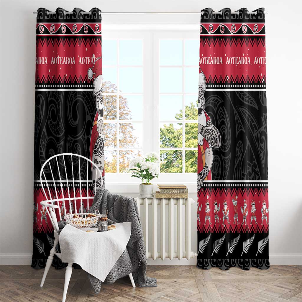 New Zealand Santa Tiki Christmas Window Curtain Meri Kirihimete LT05 - Polynesian Pride