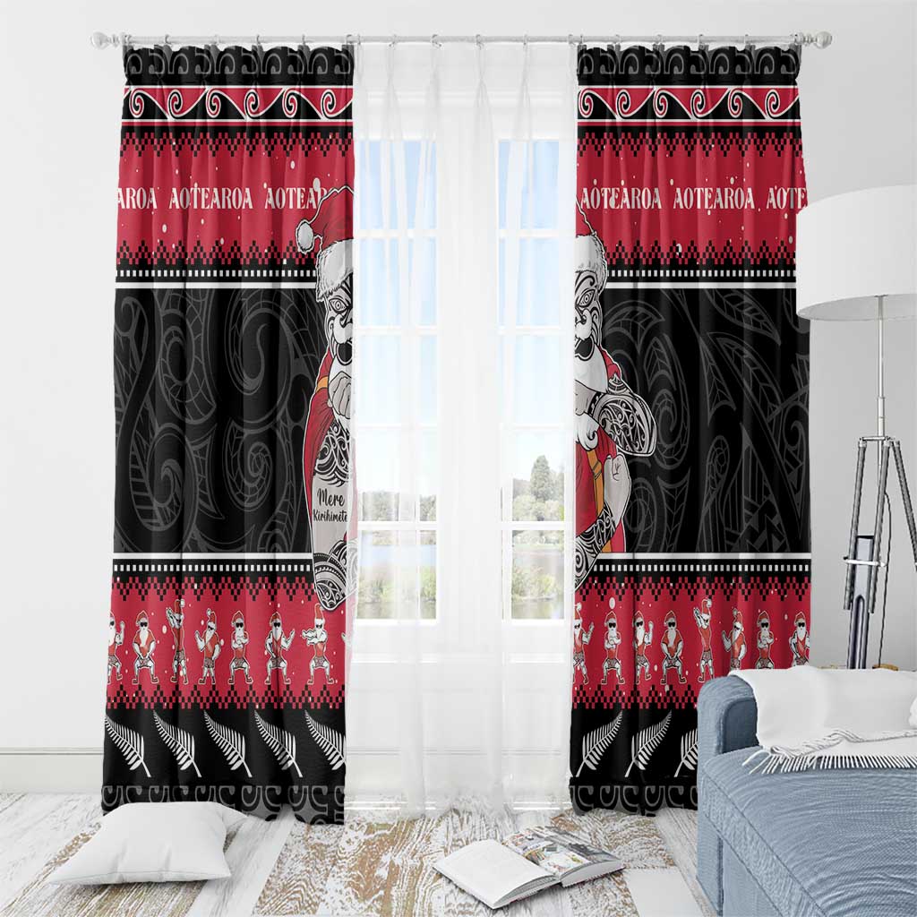 New Zealand Santa Tiki Christmas Window Curtain Meri Kirihimete LT05 - Polynesian Pride