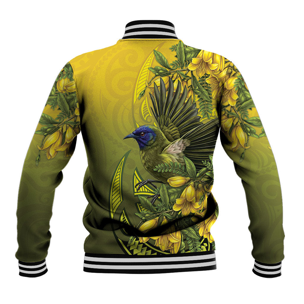New Zealand Bellbird Baseball Jacket With Kowhai Flowers LT05 - Polynesian Pride