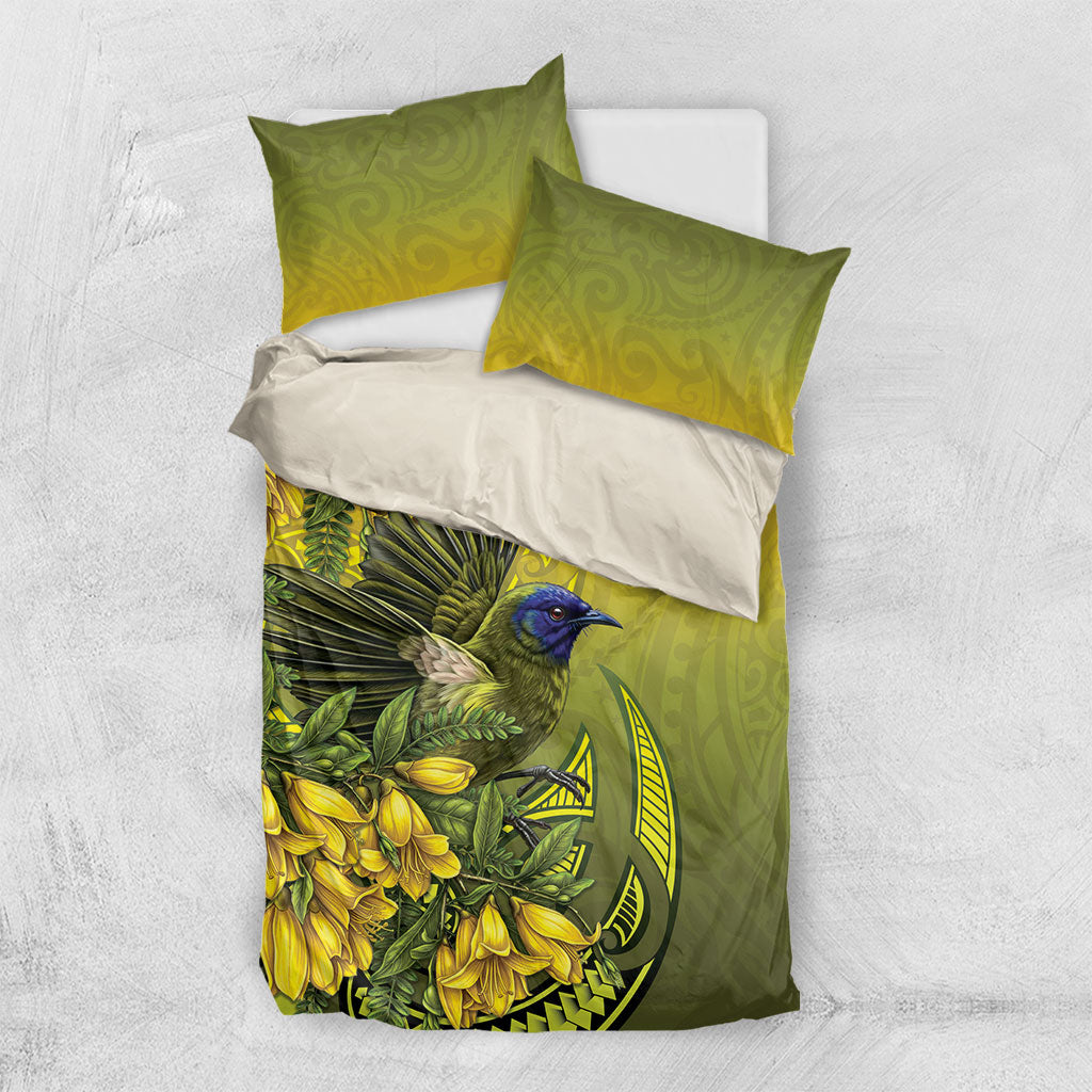 New Zealand Bellbird Bedding Set With Kowhai Flowers LT05 US Twin 172cm x 218cm Yellow - Polynesian Pride