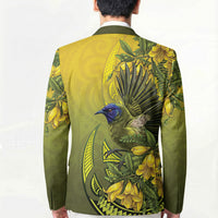 New Zealand Bellbird Blazer With Kowhai Flowers LT05 - Polynesian Pride