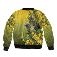 New Zealand Bellbird Bomber Jacket With Kowhai Flowers LT05 - Polynesian Pride