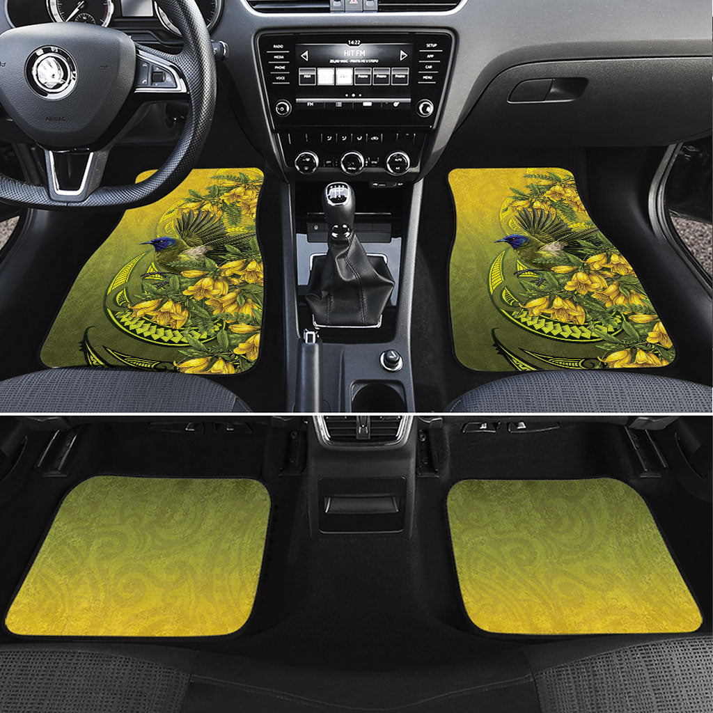 New Zealand Bellbird Car Mats With Kowhai Flowers